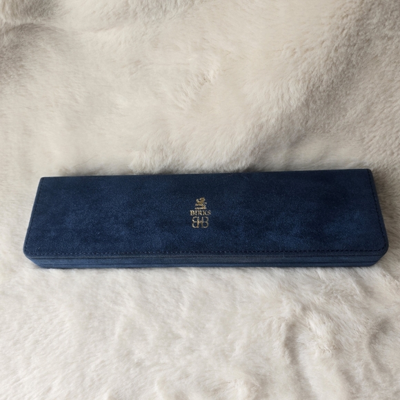 Birks Vintage Blue Faux-Suede Jewelry Box - Picture 1 of 6